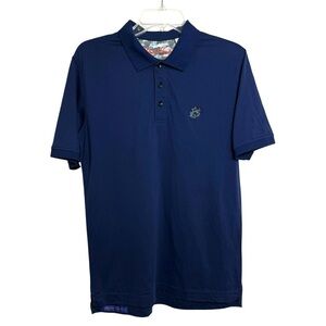 Robert Graham Stone Trail Polo Shirt Size Small Navy Blue Supima Cotton